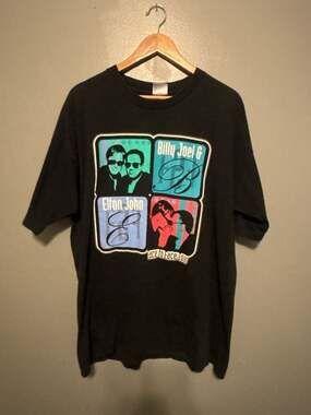 Vintage Elton John & Billy Joel Face to Face Tour 2001 Black T-Shirt XL